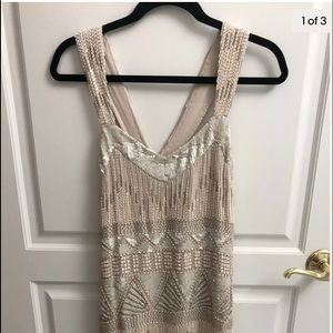 French Connection Cream Sequin Mini Cocktail Dress - Size 2